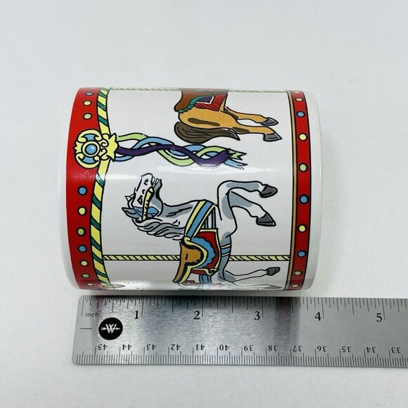 Vintage Msr Imports Christmas Mug Carousel Horses Circus Playground Ceramic 1994 - Picture 6 of 11